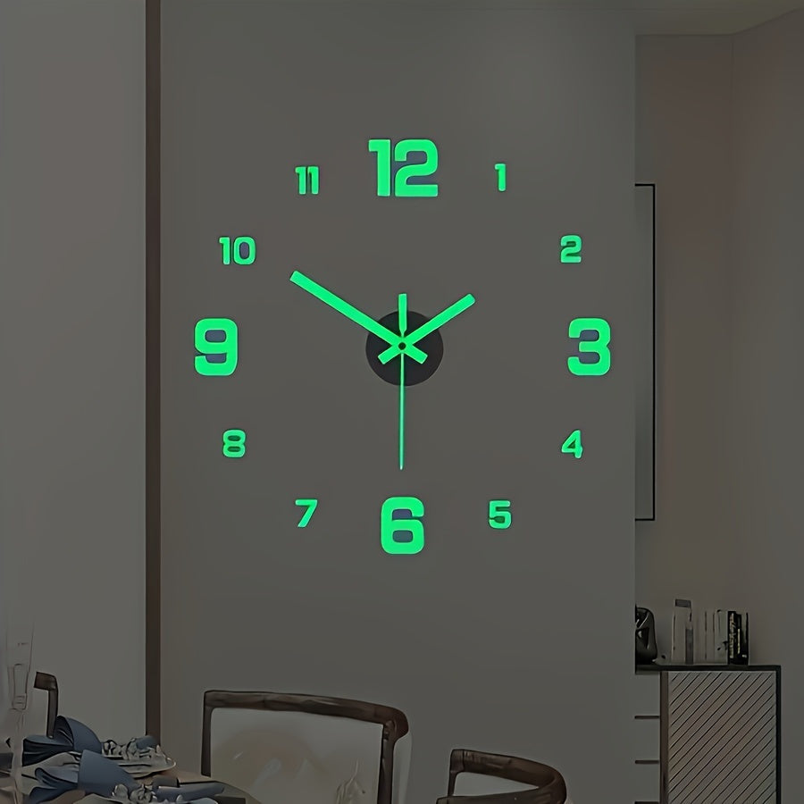 European Style Wall Clock with Luminous Digital Display and Arched Crown Battery Operated