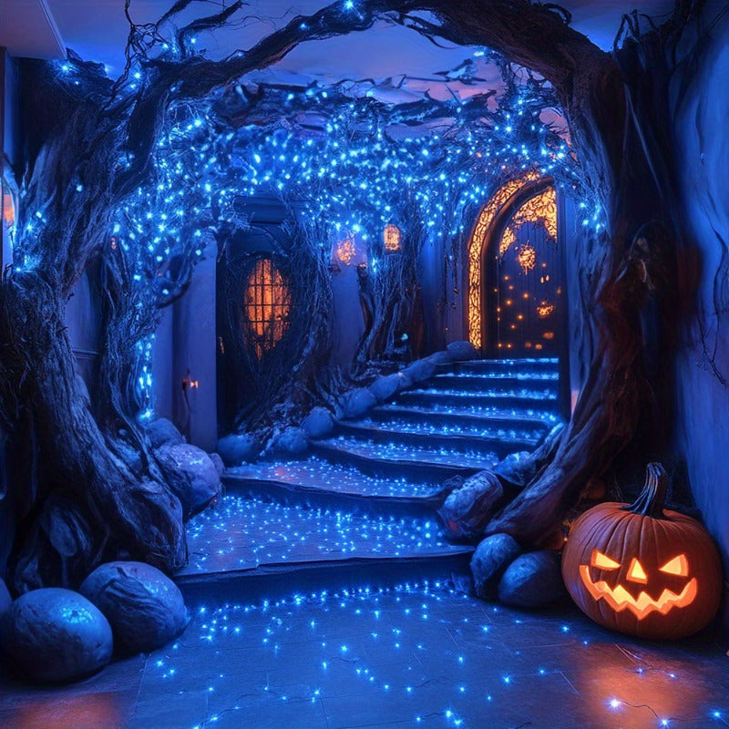 Outdoor Solar Rope Lights 1 Piece Blue Adjustable Brightness for Pool Decks Fences