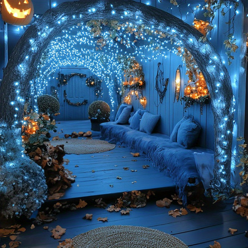 Outdoor Solar Rope Lights 1 Piece Blue Adjustable Brightness for Pool Decks Fences