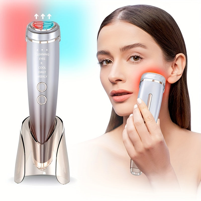 6-in-1 LED Facial Massager Hot Cold Therapy Rechargeable Lithium Battery Face Eye Neck