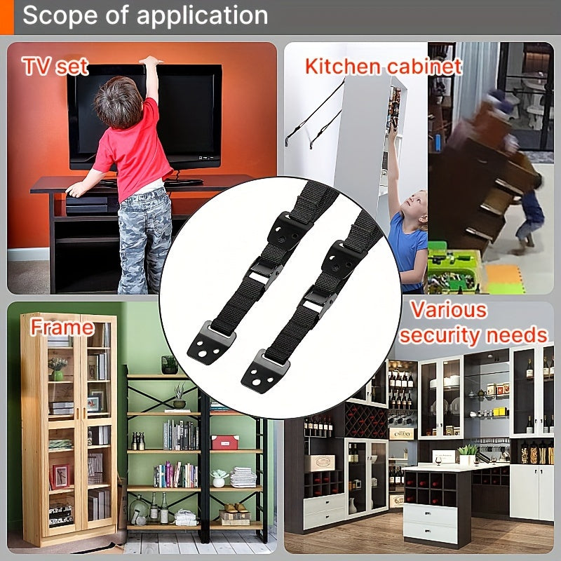 Heavy-Duty Furniture Safety Strap Kit for TV and Cabinets Child and Pet Proof