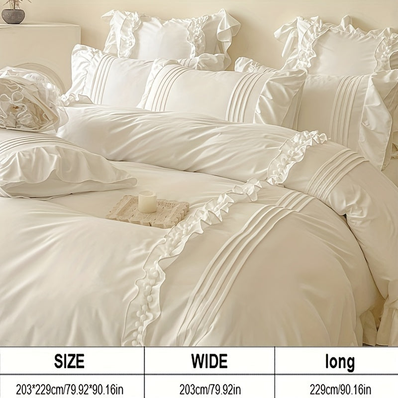 4-Piece Lace Princess Style Bedding Set Soft Breathable Machine Washable