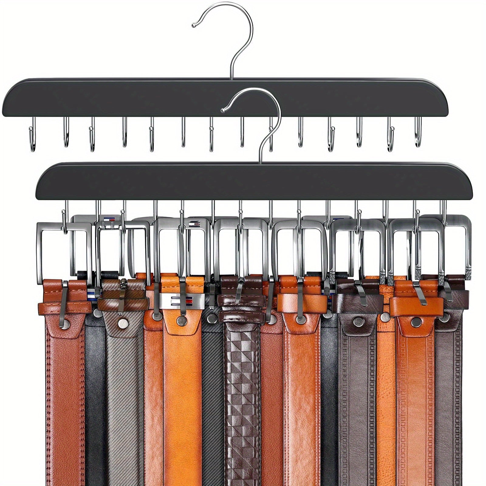Organizador de pared de madera con 14 ganchos para cinturones, corbatas, bufandas y accesorios

Source:
Wooden Wall Organizer with 14 Hooks for Belts Ties Scarves and Accessories