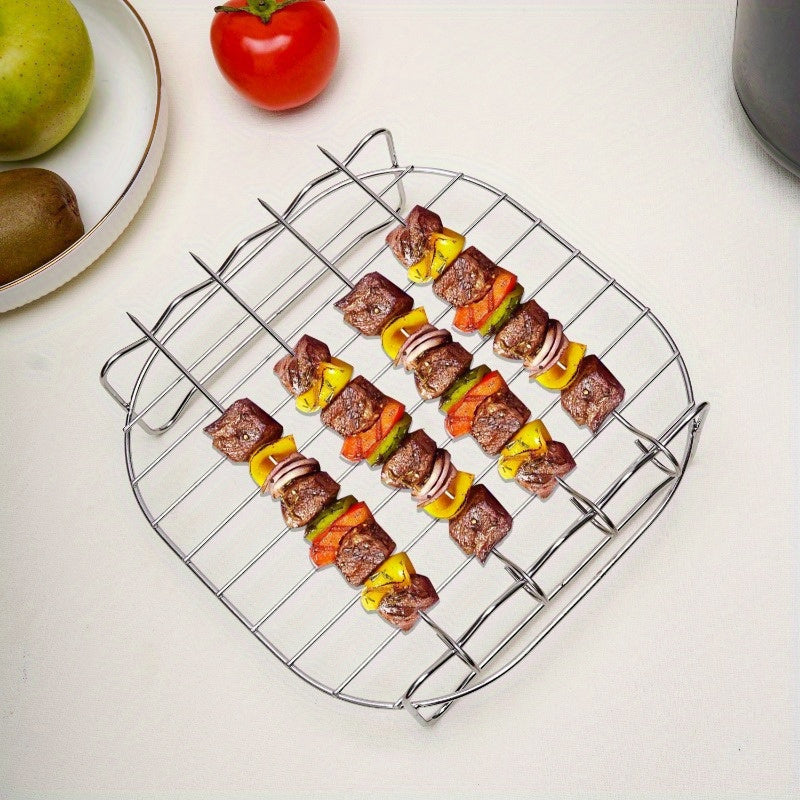 Stainless Steel Air Fryer Rack with 4 Roast Meat Picks for Grilling Baking Oven Microwave