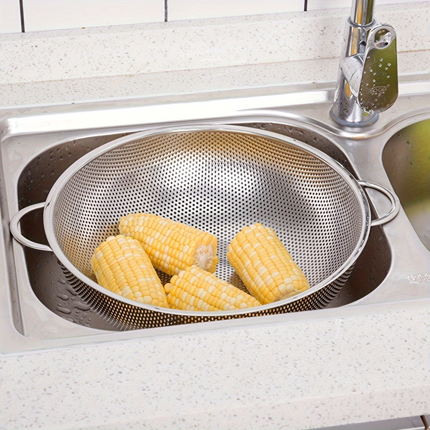 Stainless Steel Fine Mesh Colander Set for Washing Fruits and Draining Pasta