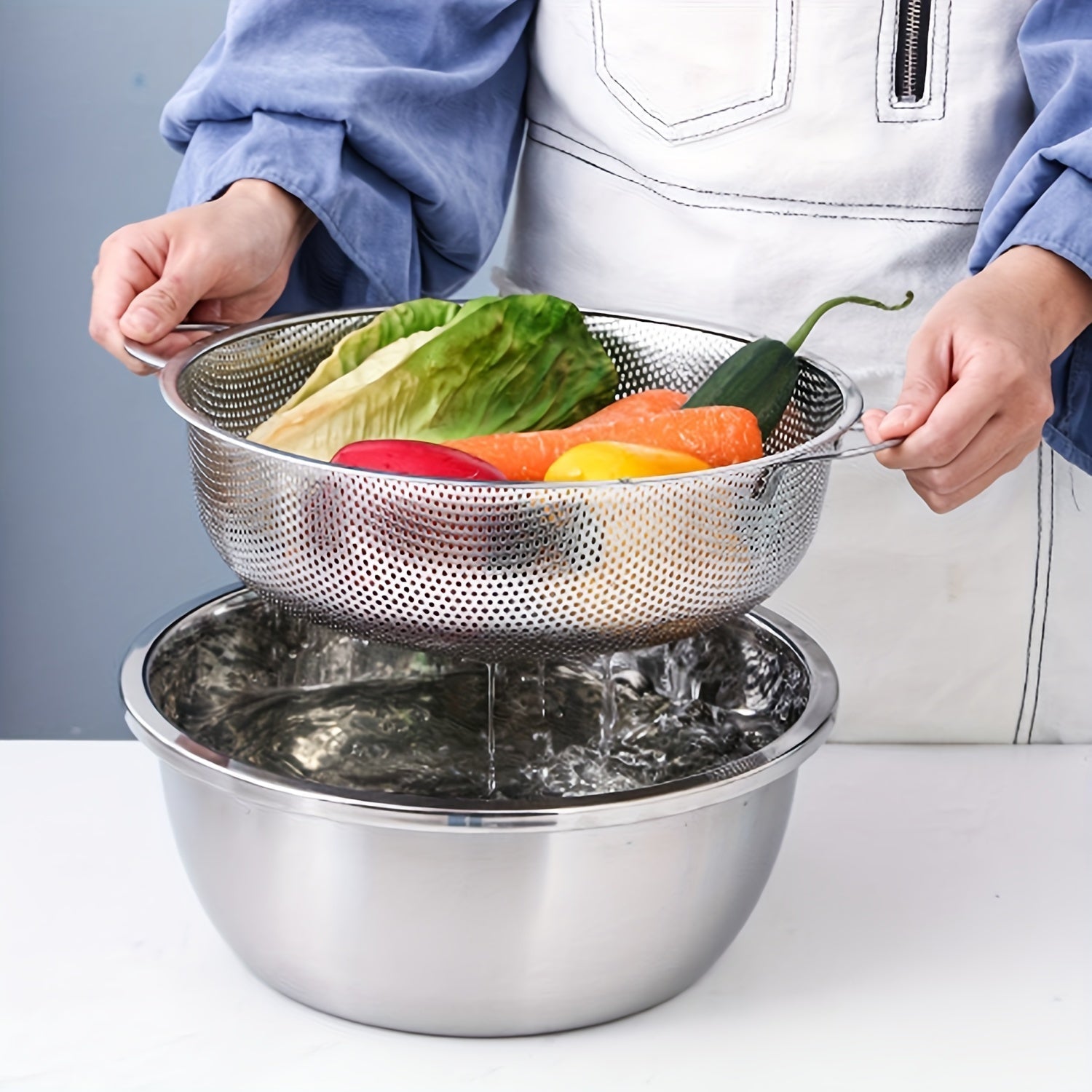 Stainless Steel Kitchen Strainer Fine Mesh Dishwasher Safe for Fruits Vegetables