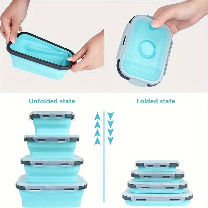 Collapsible Silicone Food Storage Container Stackable Microwave Safe Freezer Dishwasher Safe BPA-Free
