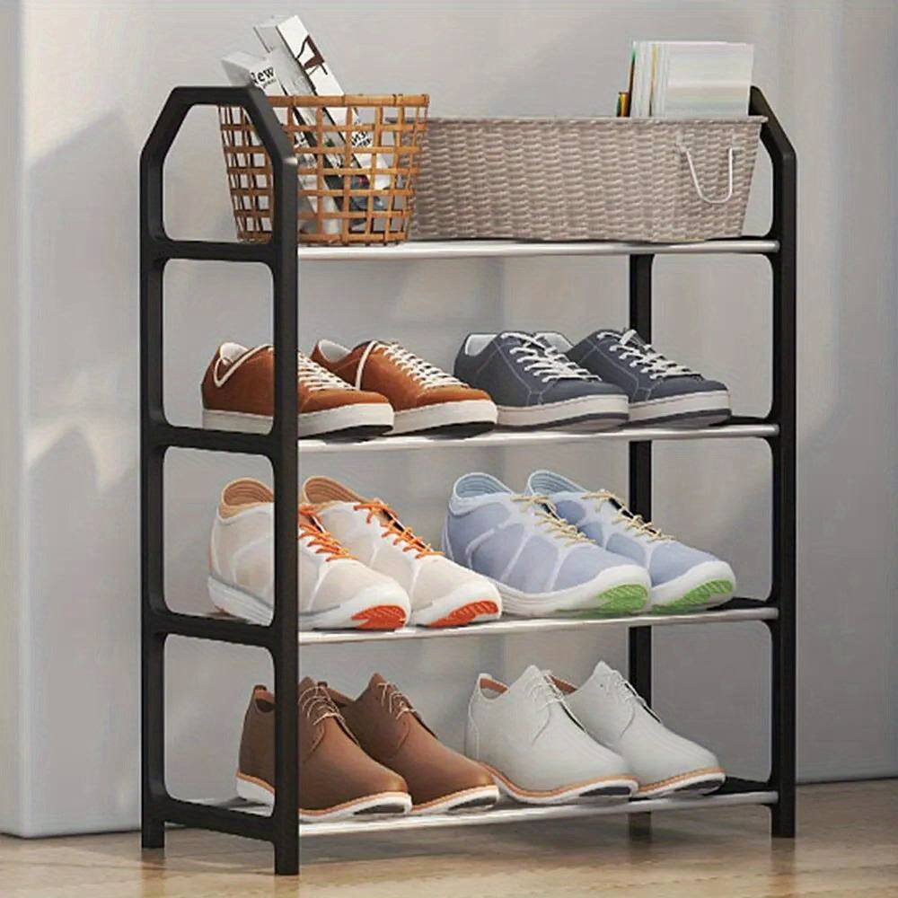 4-Tier Plastic Shoe Rack Floor Mount Storage for Home Dorm Rooms
