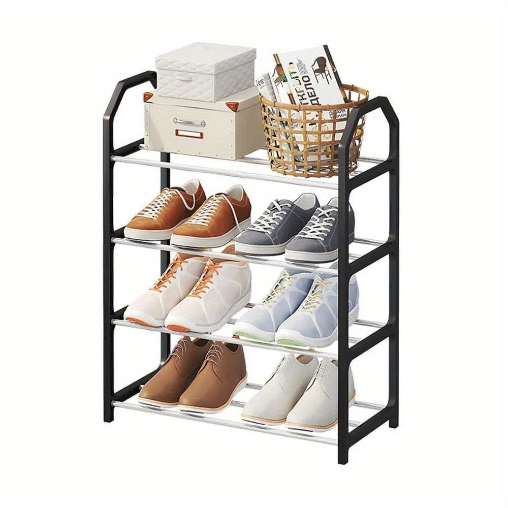 4-Tier Plastic Shoe Rack Floor Mount Storage for Home Dorm Rooms
