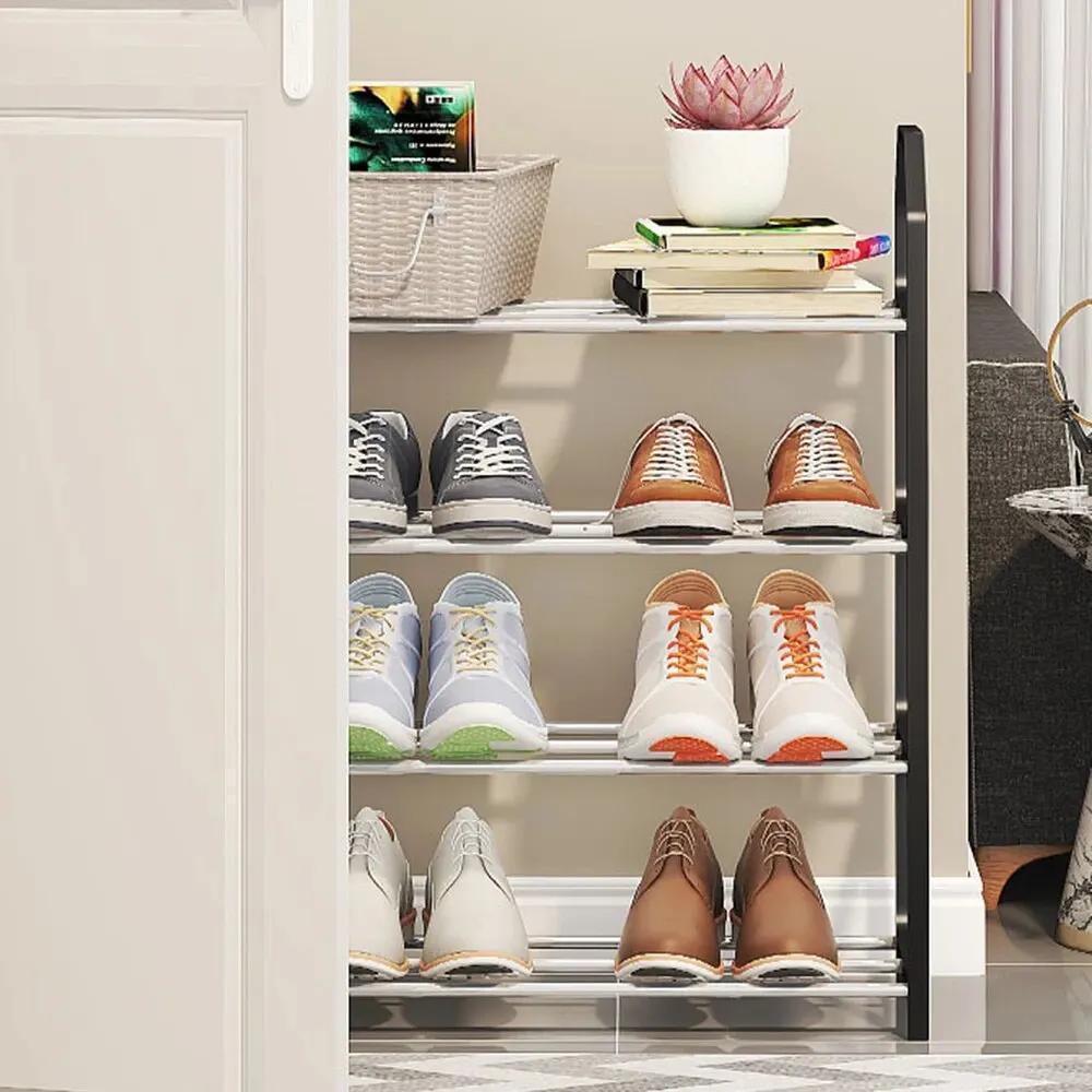 4-Tier Plastic Shoe Rack Floor Mount Storage for Home Dorm Rooms