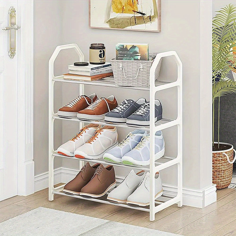 4-Tier Plastic Shoe Rack Floor Mount Storage for Home Dorm Rooms