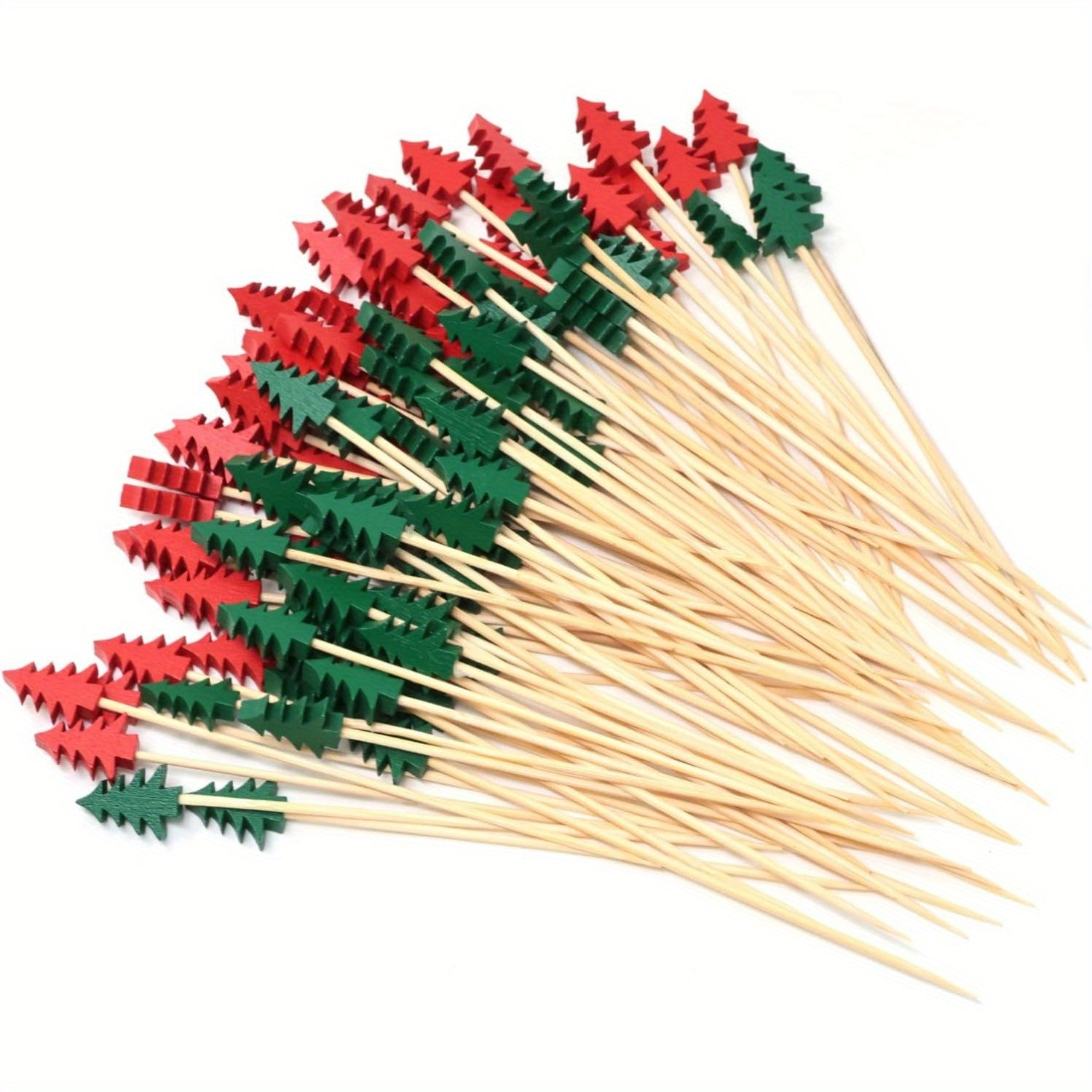 Festive Christmas Tree Bamboo Cocktail Picks for Holiday Parties and Appetizers