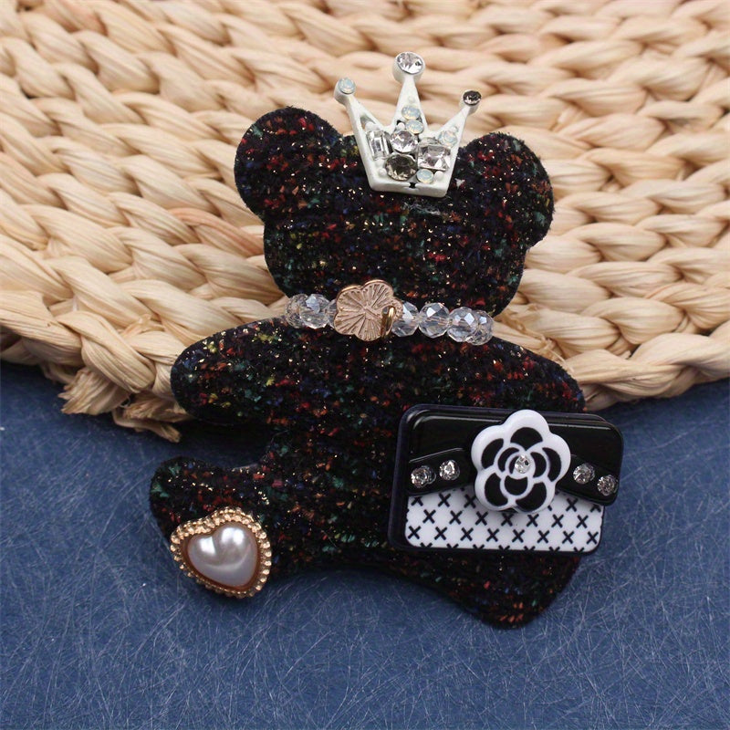 Rhinestone Bear Brooch Pin Animal-Shaped Statement Jewelry for Parties and Everyday