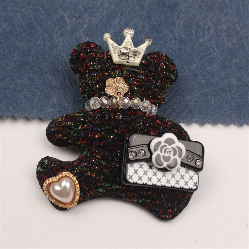 Rhinestone Bear Brooch Pin Animal-Shaped Statement Jewelry for Parties and Everyday