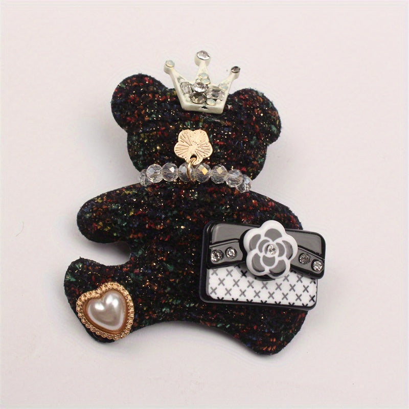 Rhinestone Bear Brooch Pin Animal-Shaped Statement Jewelry for Parties and Everyday