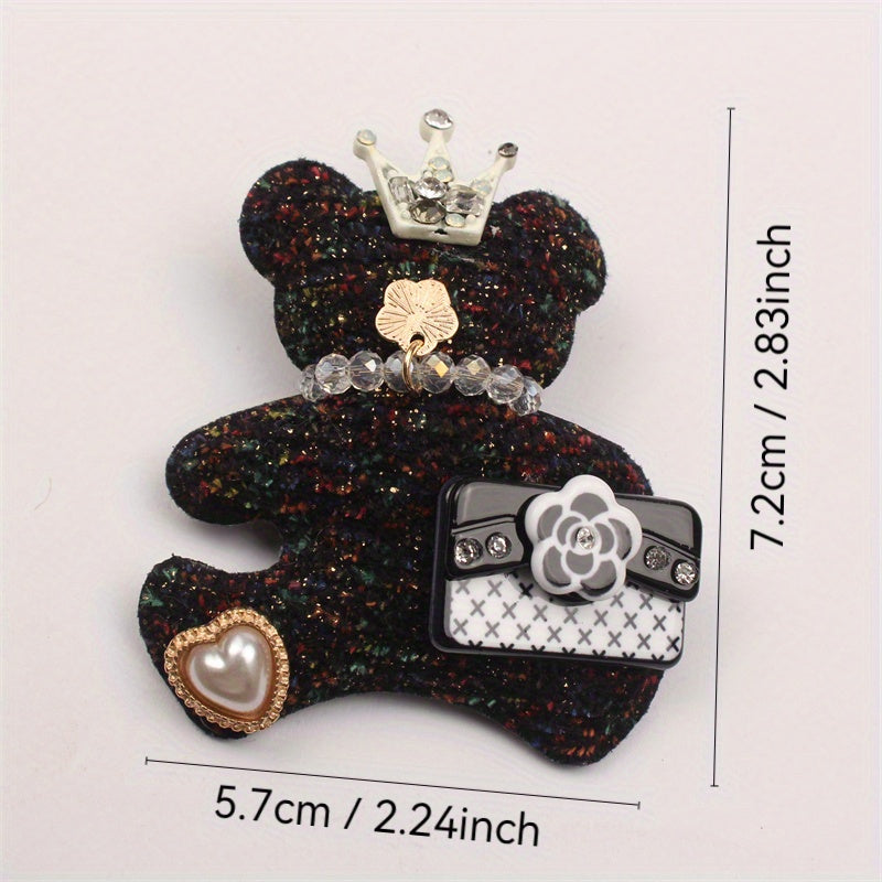 Rhinestone Bear Brooch Pin Animal-Shaped Statement Jewelry for Parties and Everyday