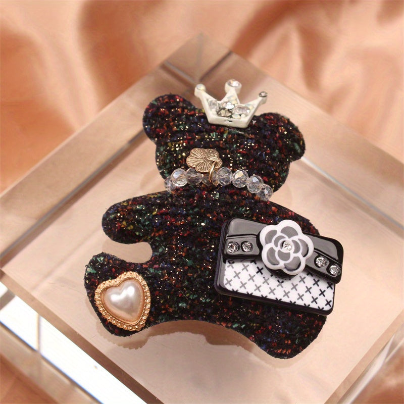 Rhinestone Bear Brooch Pin Animal-Shaped Statement Jewelry for Parties and Everyday