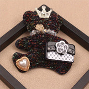 Rhinestone Bear Brooch Pin Animal-Shaped Statement Jewelry for Parties and Everyday