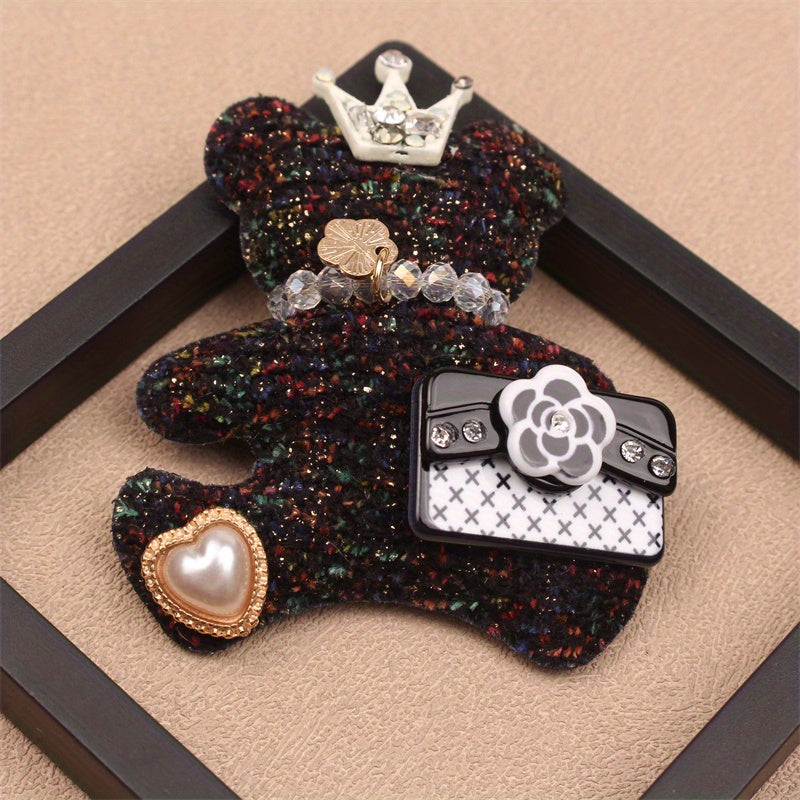 Rhinestone Bear Brooch Pin Animal-Shaped Statement Jewelry for Parties and Everyday