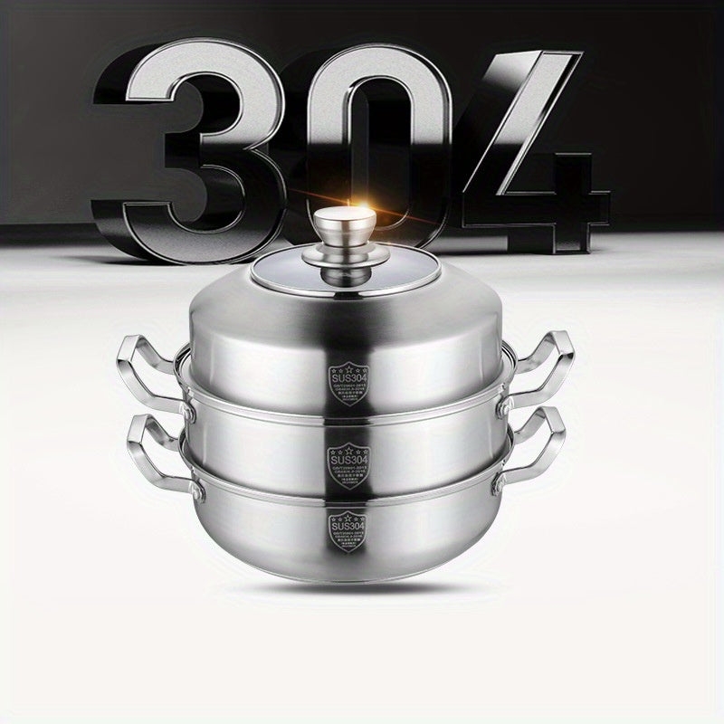 Naychali po'latdan yasalgan bug'latgich - Yuqori sifatli 3-qavatli dizayn, ko'p funksiyali, tozalash oson, uy oshxonasi yoki professional restoran oshxonasi uchun ideal