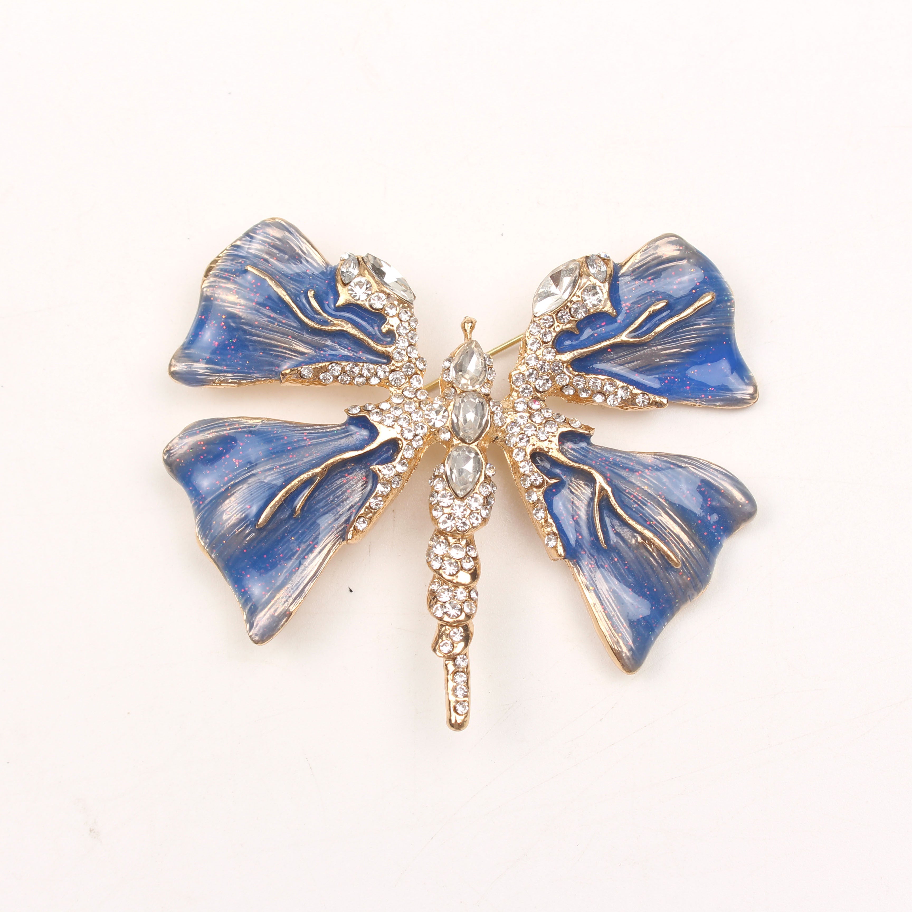 Enamel Dragonfly Brooch Rhinestone Fashion Pin for Clothing and Gifts