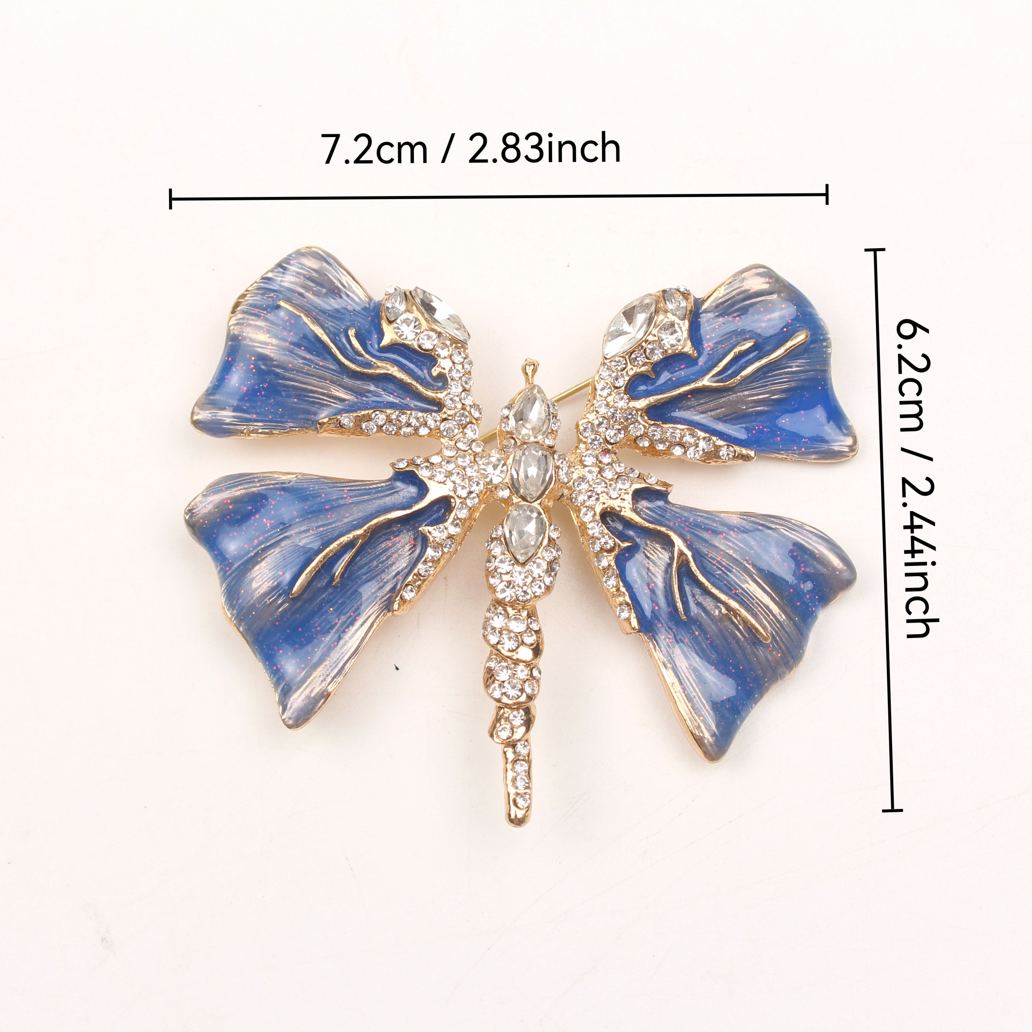 Enamel Dragonfly Brooch Rhinestone Fashion Pin for Clothing and Gifts