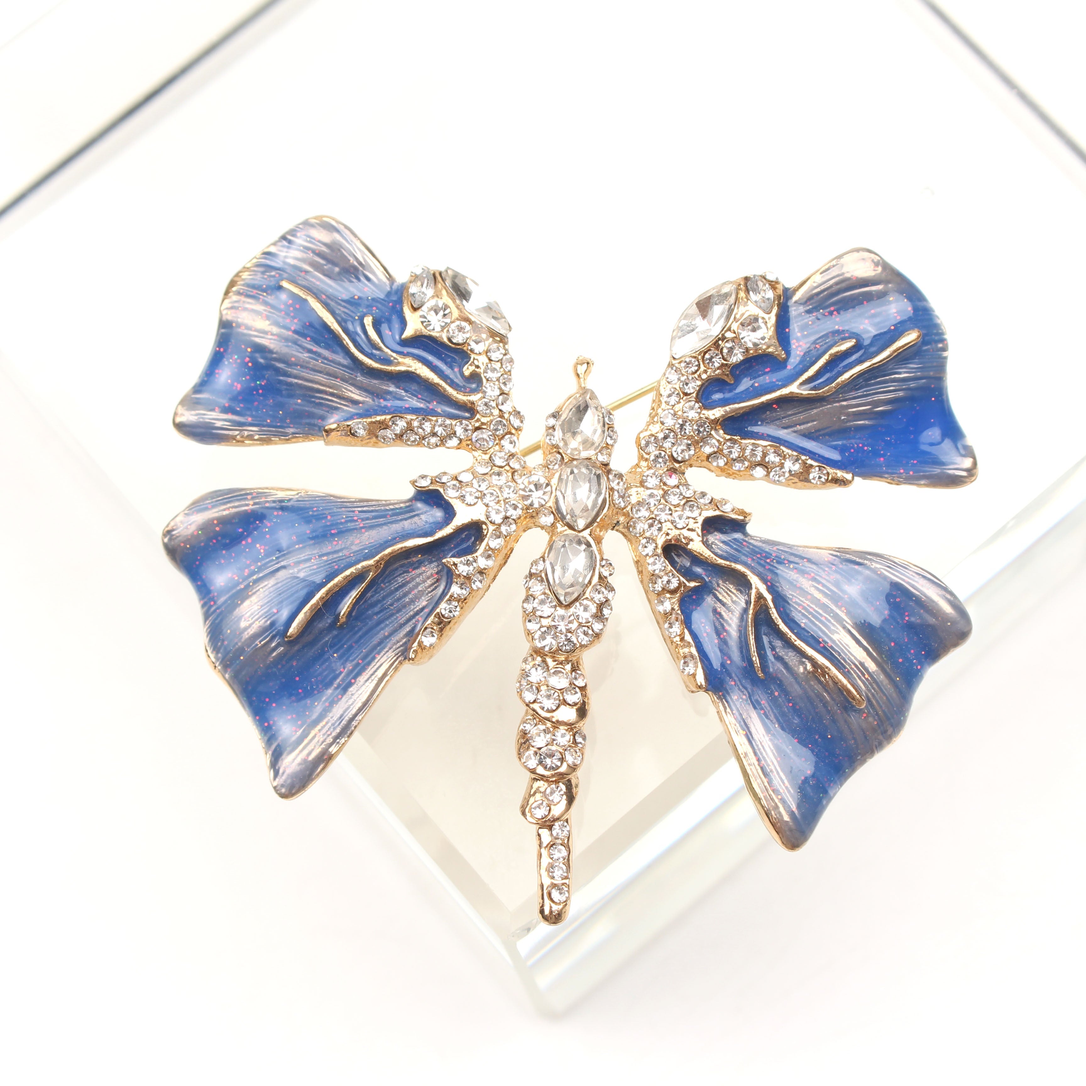 Enamel Dragonfly Brooch Rhinestone Fashion Pin for Clothing and Gifts