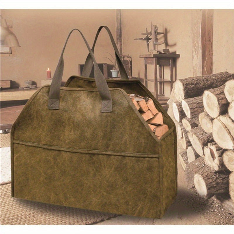 Sturdy Log Carrier Bag for Firewood Storage with Handles Outdoor Camping BBQ