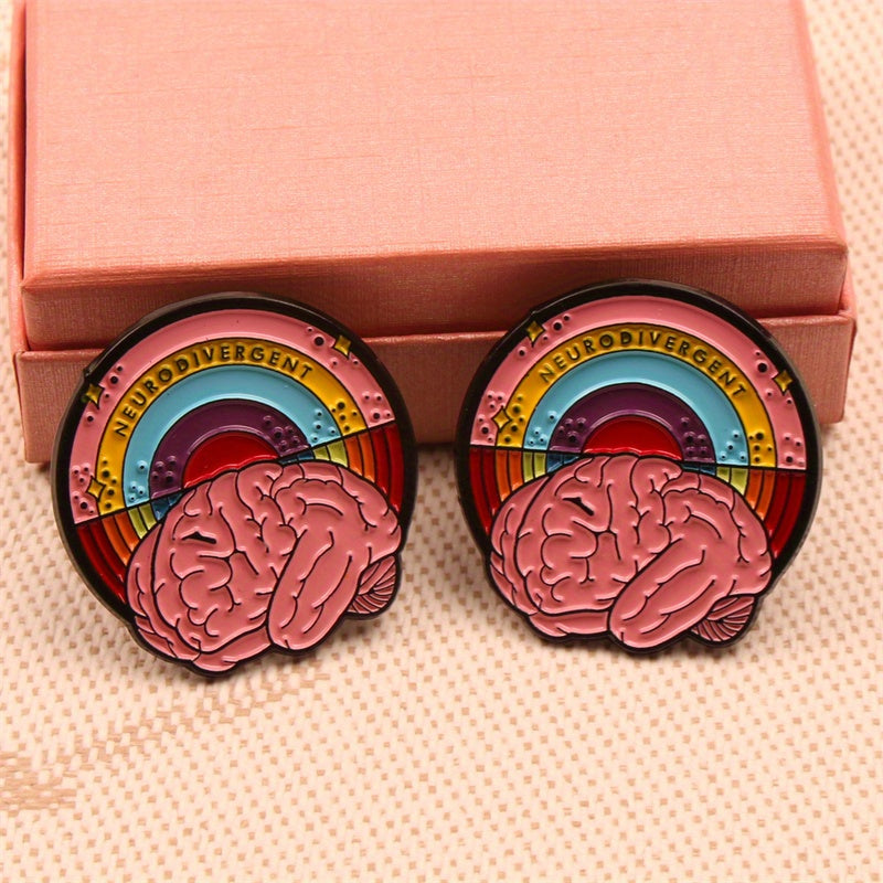 Colorful Brain Pin Brooch Set Autism Awareness Jewelry Gift for Friends 1/2 Pieces