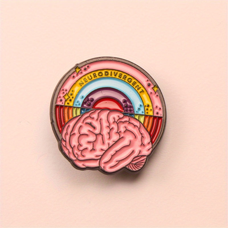Colorful Brain Pin Brooch Set Autism Awareness Jewelry Gift for Friends 1/2 Pieces
