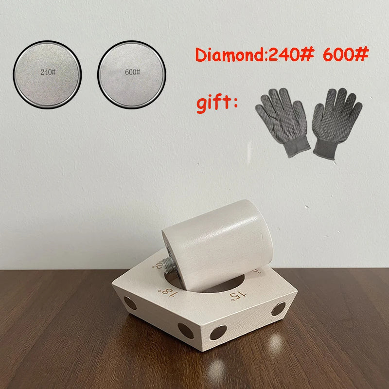 Magnetli olmos toshli yog'och asosli Professional oshxona pichoqni o'tkirlashtiruvchi - Elektrsiz qo'lda maydalash asbobi, barqarorlik va qulaylik uchun 5-burchakli turli dizayn