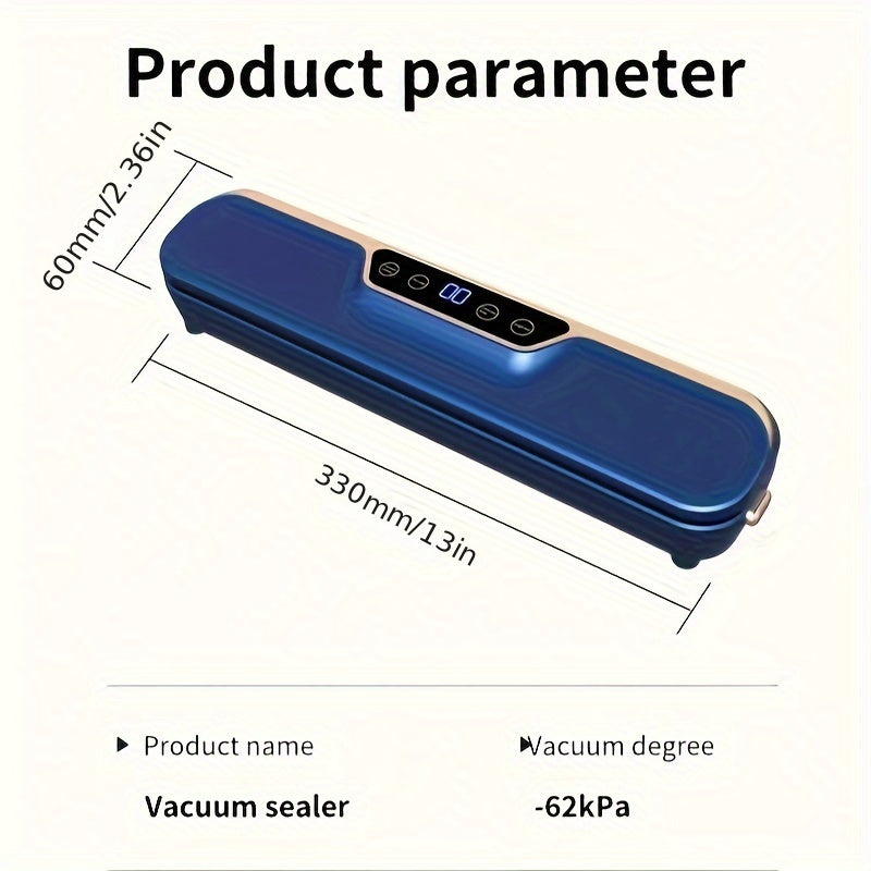 LCD Touch Screen Vacuum Sealer with 10 Bags Compact Food Preservation Home Use