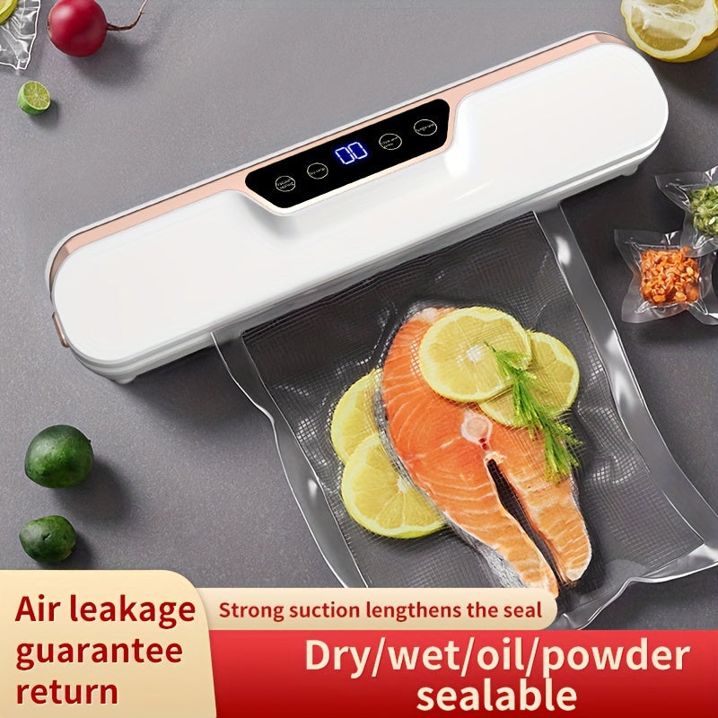 LCD Touch Screen Vacuum Sealer with 10 Bags Compact Food Preservation Home Use