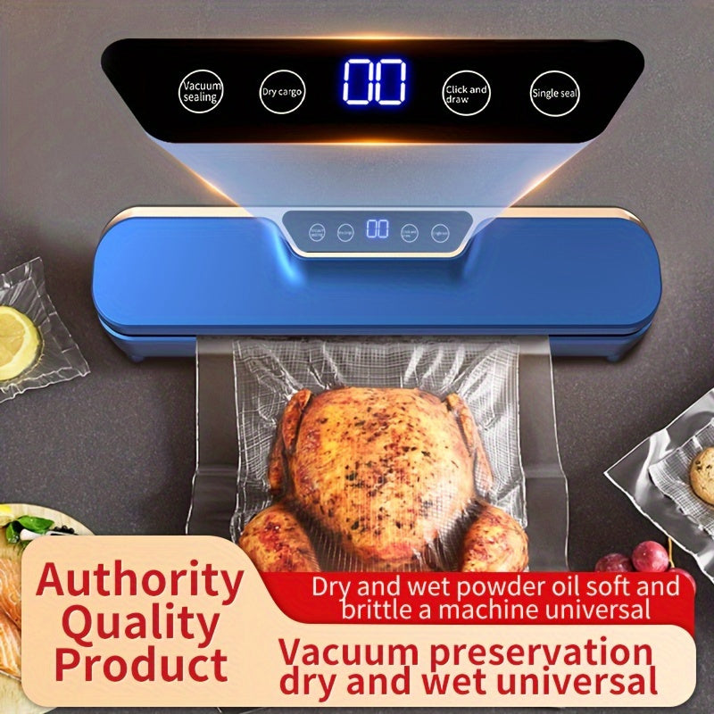 LCD Touch Screen Vacuum Sealer with 10 Bags Compact Food Preservation Home Use
