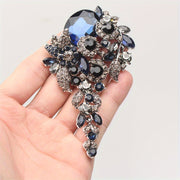 Noyob Uzoq Tasmali Gullar Brosh, Vintage Luxuriya Rhinestones, Emal Gul Pin, Yangicha Dizaynli Kostyum Jaket Aksessuari