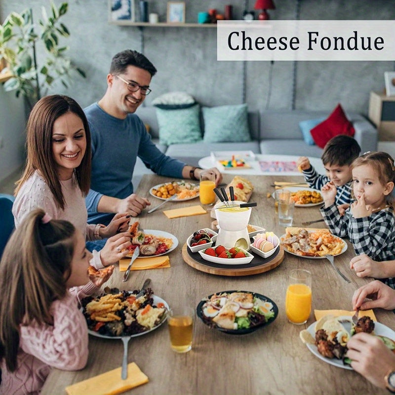 Set de fondue de cerámica para queso, chocolate, mantequilla y caramelo con 4 tenedores y platos