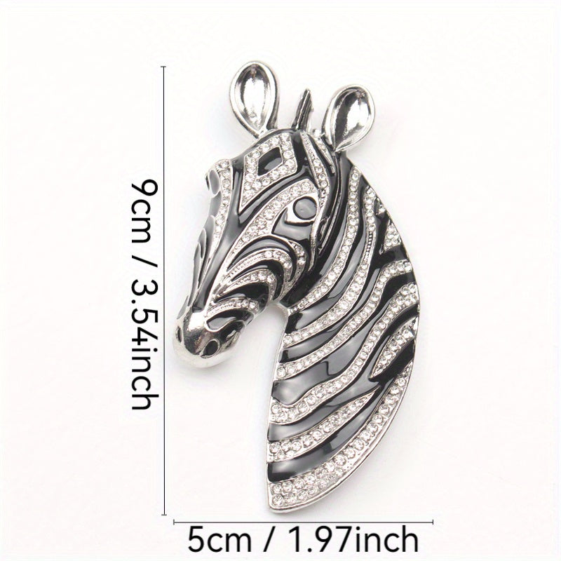 Unisex Rhinestone Enamel Zebra Brooch Cartoon Animal Accessory
