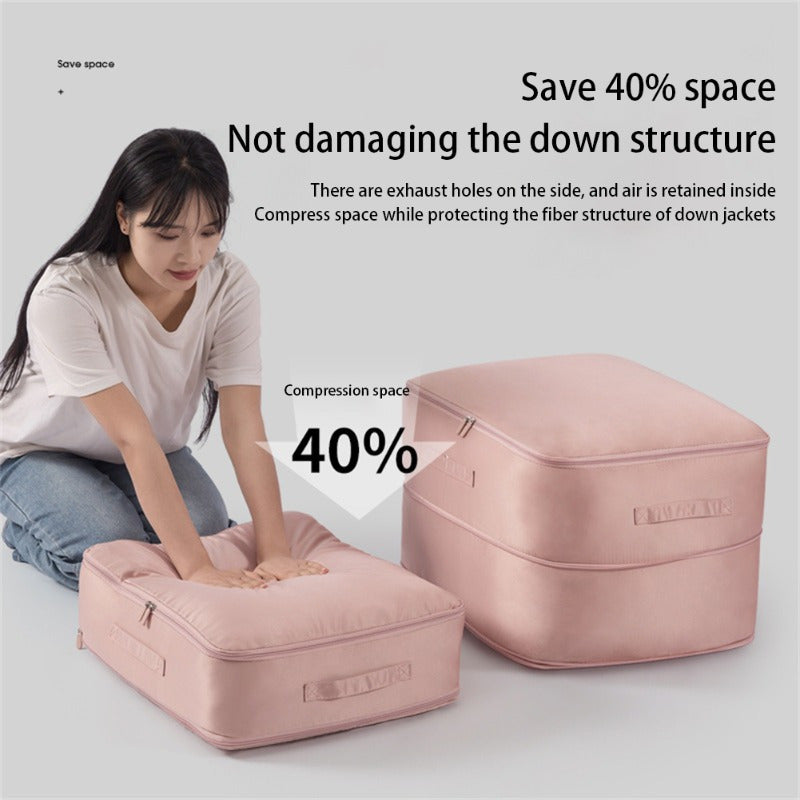 Bolsa de almacenamiento de nylon de autocompresión con cremallera para edredones, ropa y mantas, ahorrador de espacio, organizador de alta resistencia