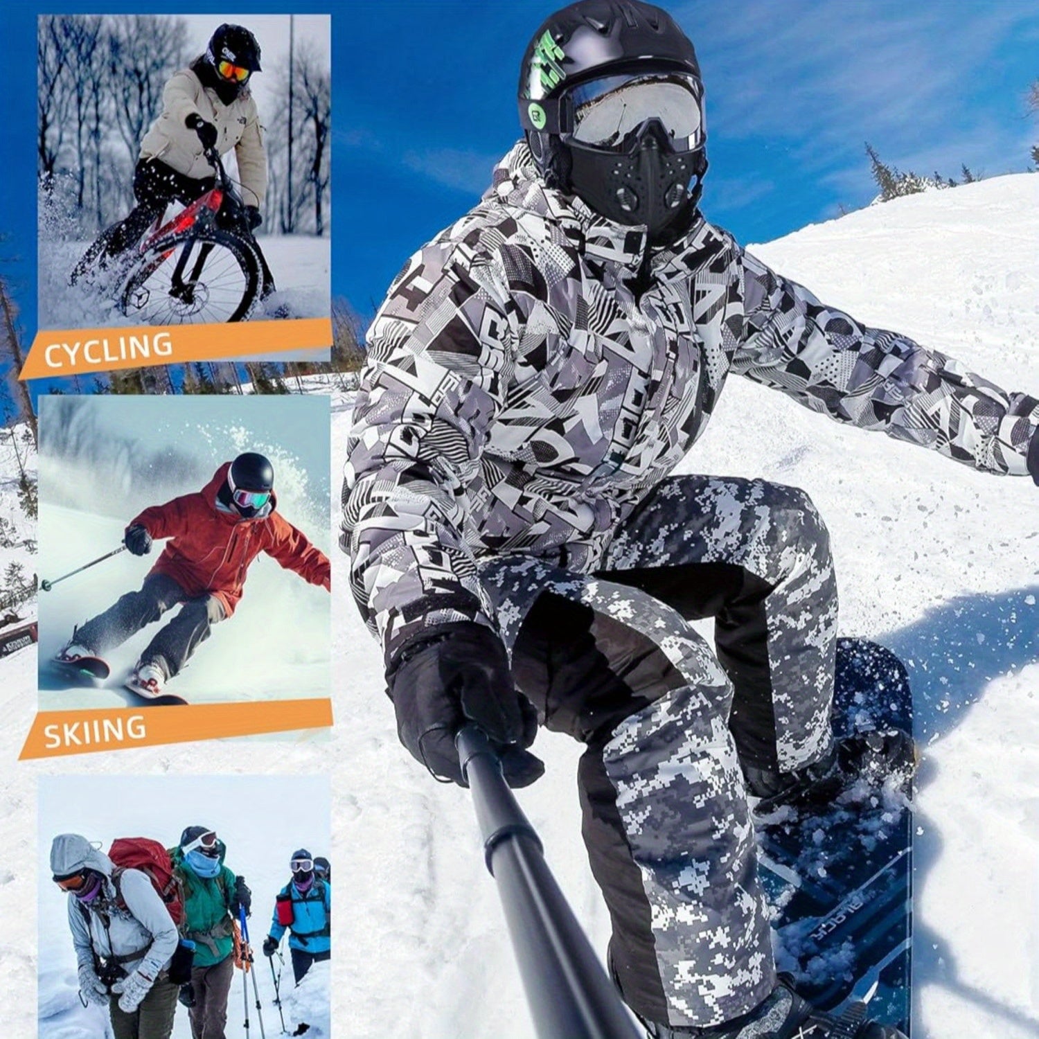 Men's Thermal Balaclava Ski Mask Knit Polyester Winter Sports Outdoor Gear