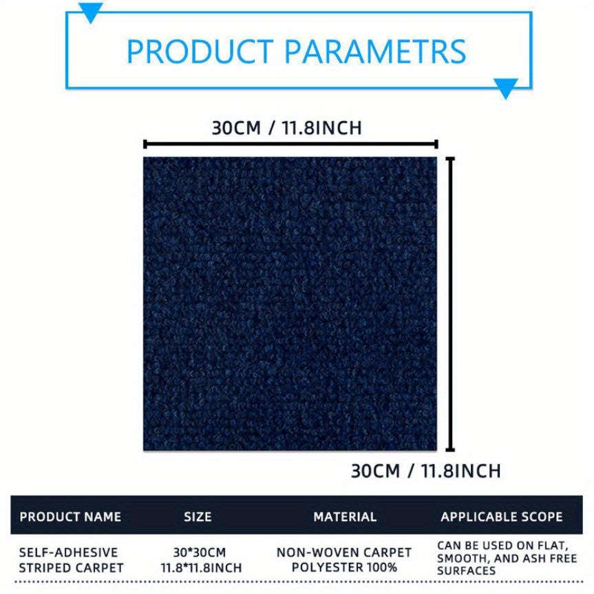 Self-Adhesive Interlocking Carpet Tiles 30.48cm Square Non-Slip Durable for Home Office