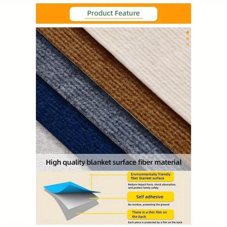 Self-Adhesive Interlocking Carpet Tiles 30.48cm Square Non-Slip Durable for Home Office