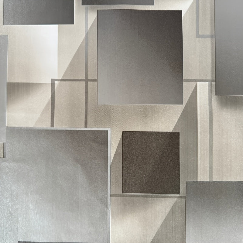 Self-Adhesive Vinyl Wallpaper Roll Geometric Square and Stripes Design for Bedroom Bathroom Cabinets