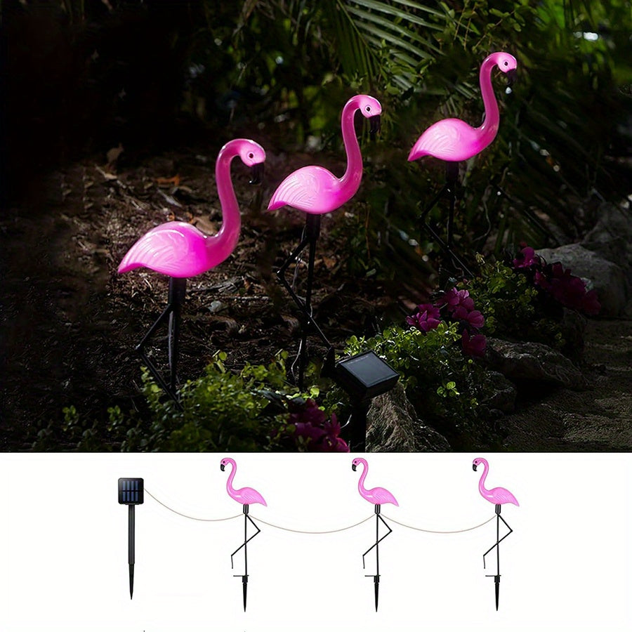 3-to'plam Flamingo quyosh energiyali yo'l chiroqlari tashqi suv o'tkazmaydigan IP44 bog' bog'lar uchun dekor