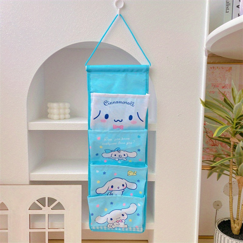 Kawaii Wall Hanging Storage Bag for Girls with Multiple Compartments Featuring Sanrio Characters