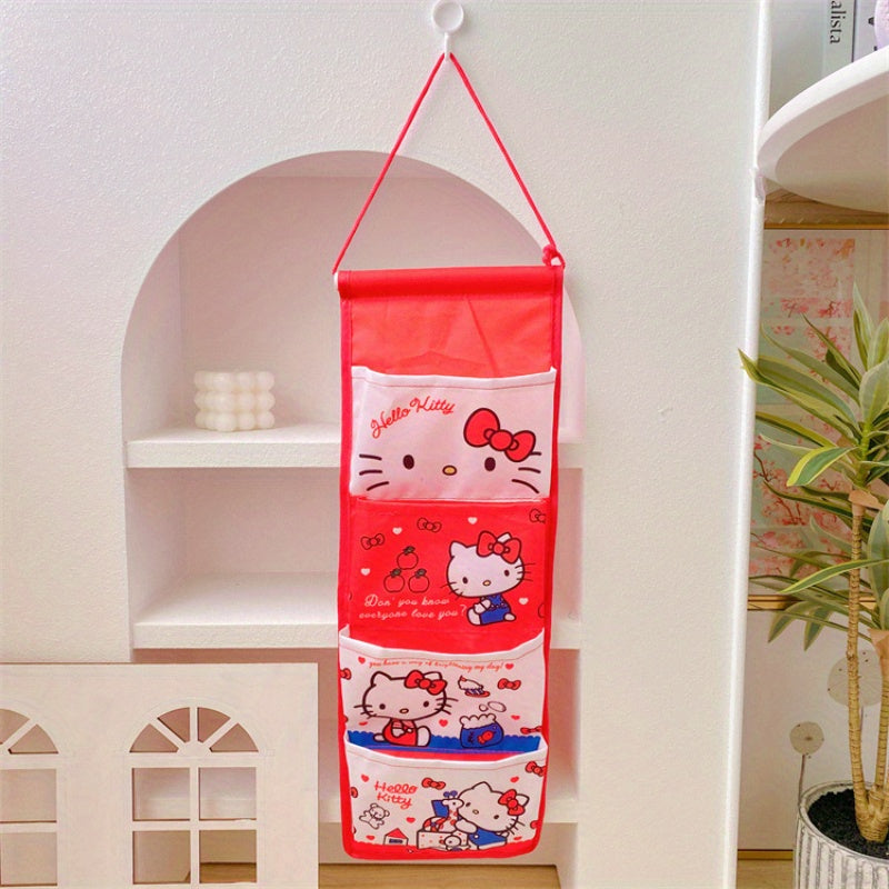 Kawaii Wall Hanging Storage Bag for Girls with Multiple Compartments Featuring Sanrio Characters