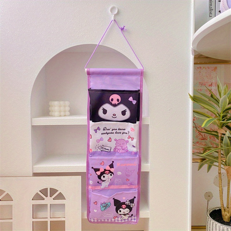 Kawaii Wall Hanging Storage Bag for Girls with Multiple Compartments Featuring Sanrio Characters