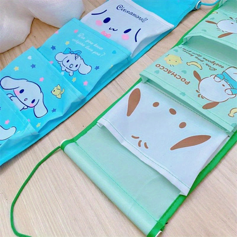 Kawaii Wall Hanging Storage Bag for Girls with Multiple Compartments Featuring Sanrio Characters