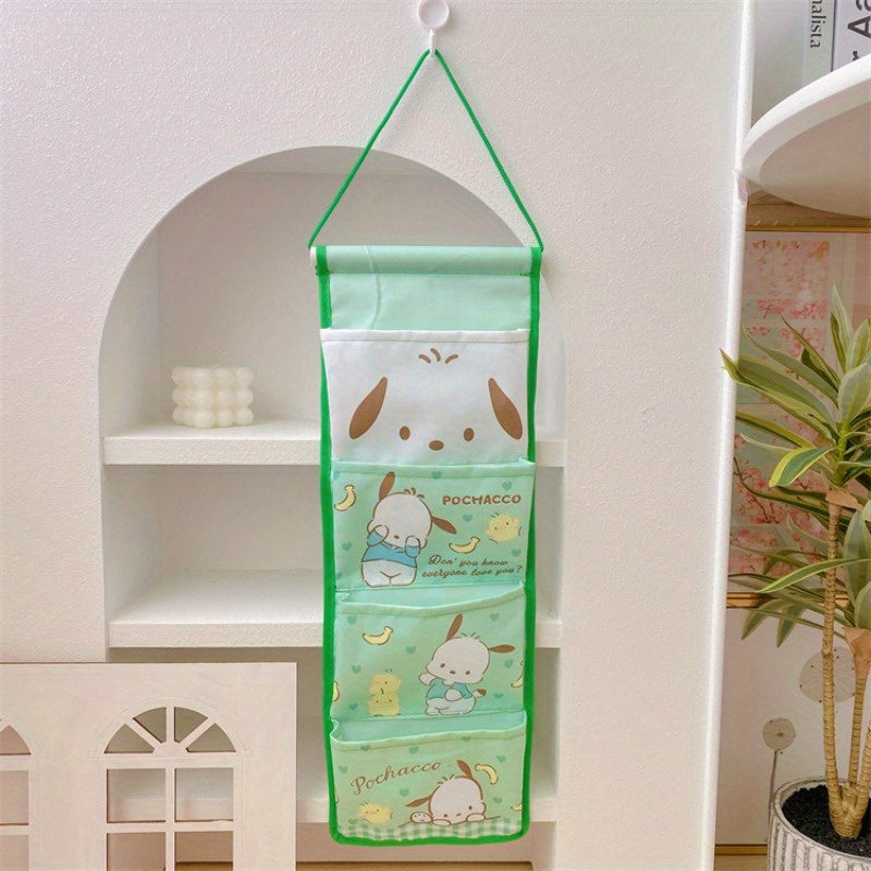 Kawaii Wall Hanging Storage Bag for Girls with Multiple Compartments Featuring Sanrio Characters