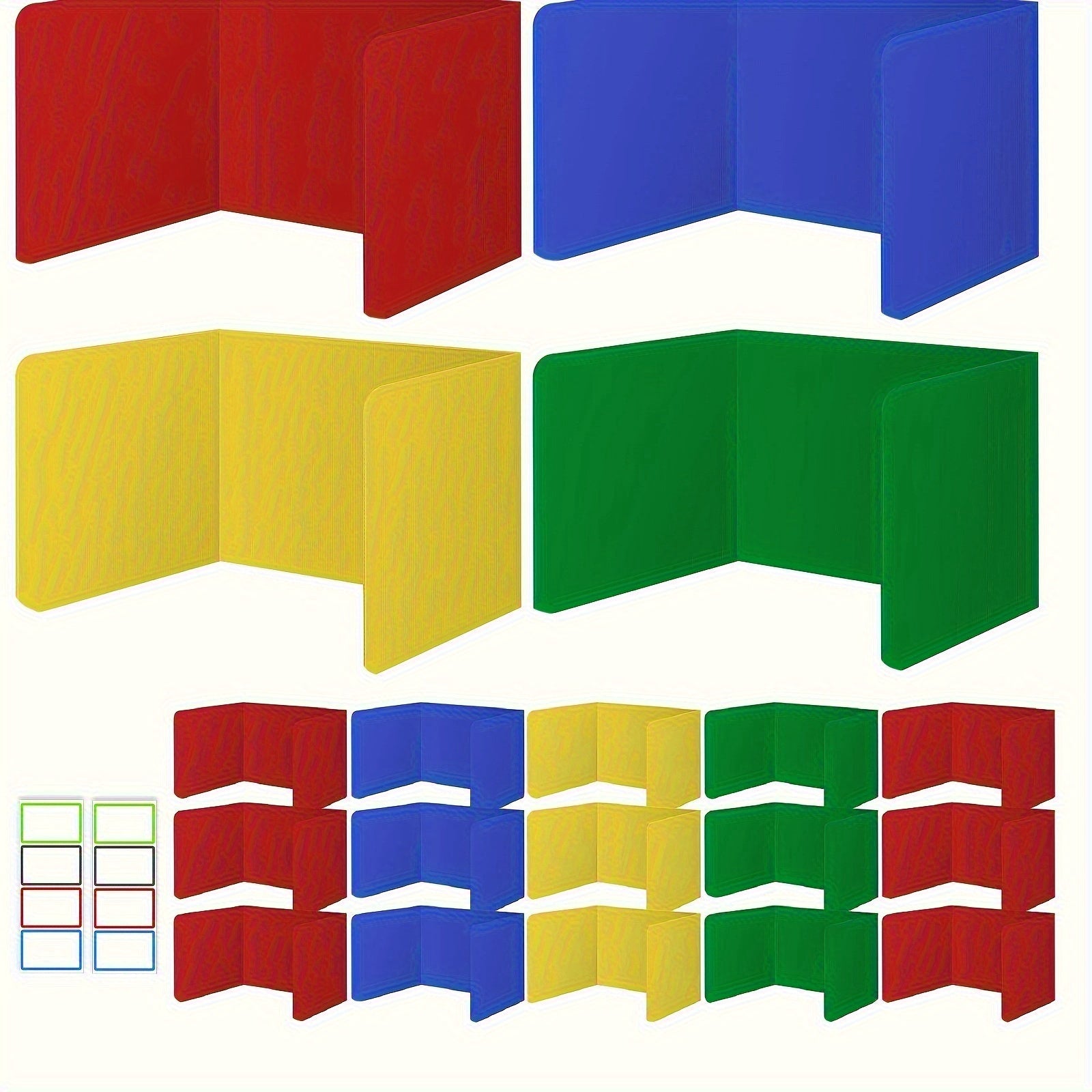 4 ta qizil plastik stol bo'linmalari to'plami - maktab va ish joylari uchun mustahkam, saqlash oson maxfiylik ekranlari