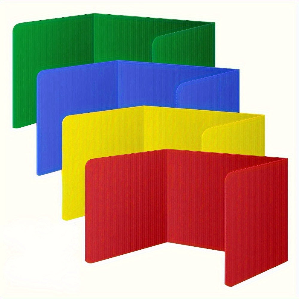 4 ta qizil plastik stol bo'linmalari to'plami - maktab va ish joylari uchun mustahkam, saqlash oson maxfiylik ekranlari